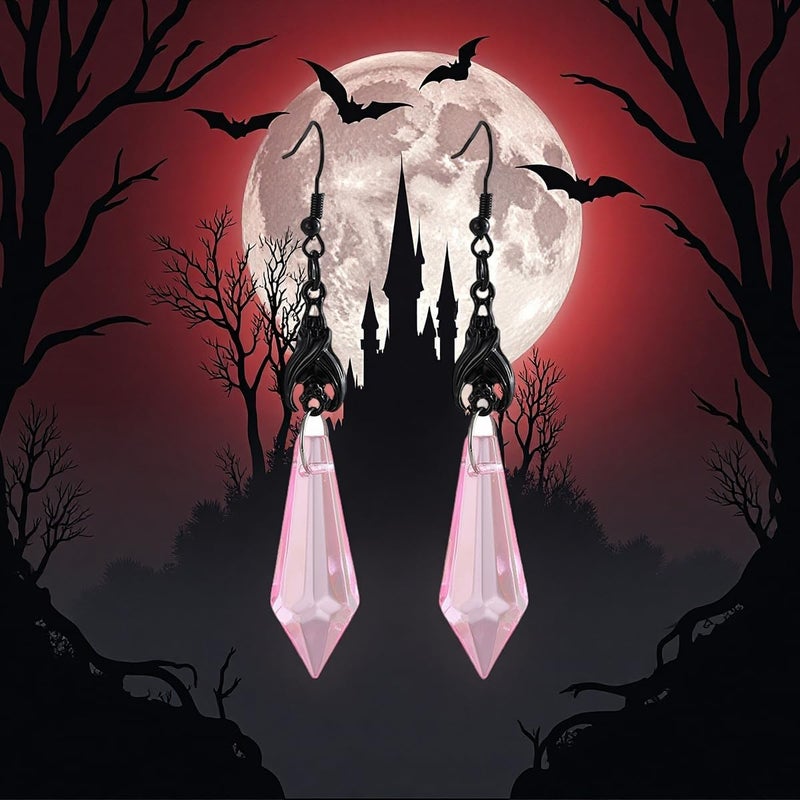 MIFYNN Gothic Dark Bat Dangle Earrings Red Black Crystal Gems Bat Earrings Punk Rock Style Bats Animal Earrings Halloween Costumes Earrings Jewelry for Women - Image 4